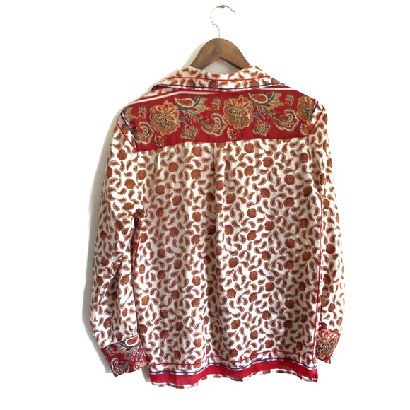 Zara Bold Print Satin Button Up Top XS Preowned - Picture 9 of 16